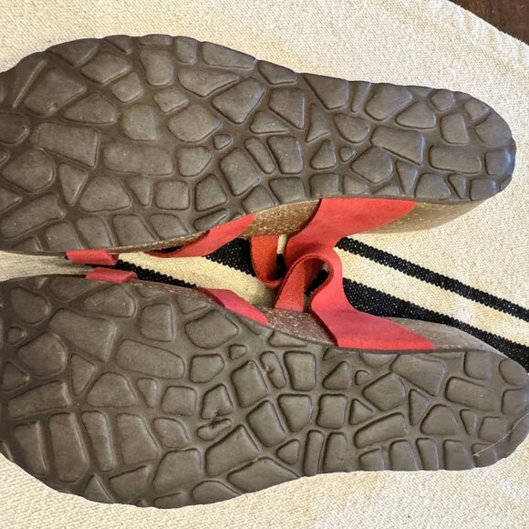 Woman's Red Leather Cross Strap Cork Bed Sandals Made in Italy Size 9 - Picture 9 of 9